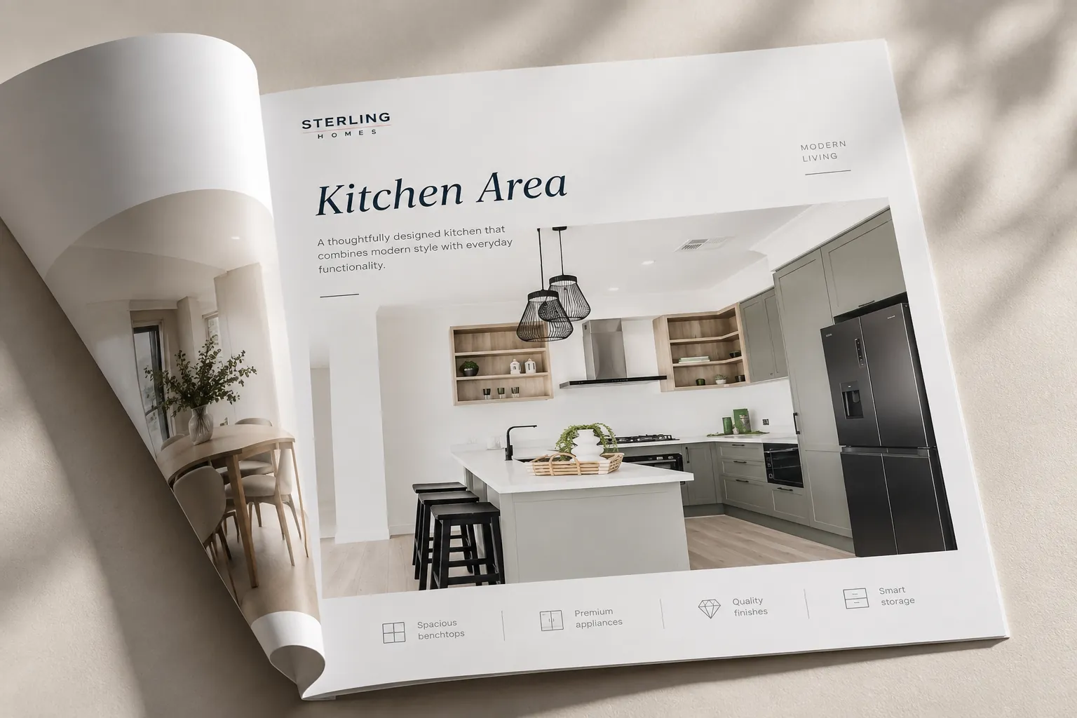 Sterling Homes — Brochure — Kitchen Area feature spread