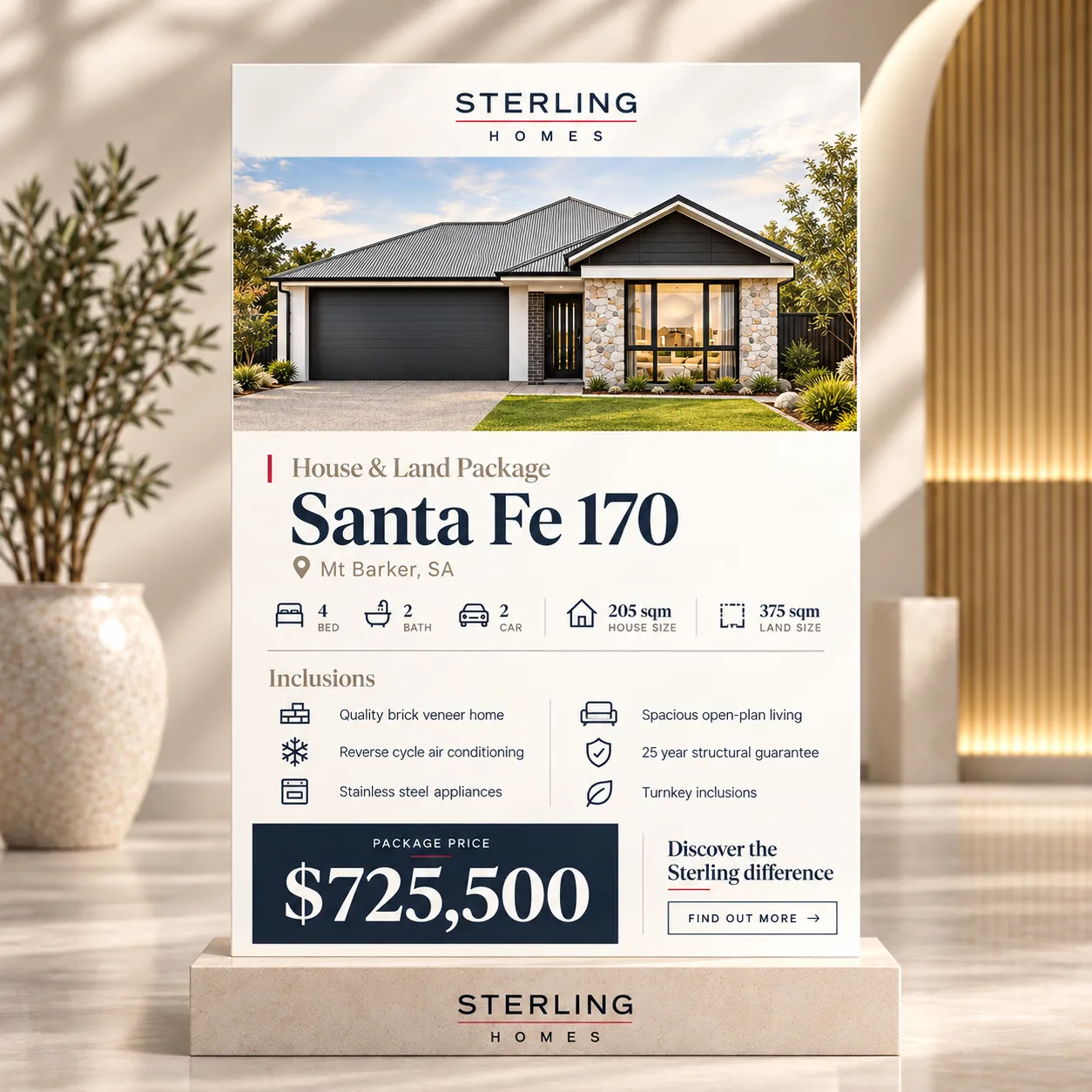 Sterling Homes — Flyer — Santa Fe 170 house & land package